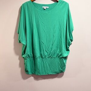 Chico's Women's Dolman Loose Fit Kelly Green Blouse Size XL